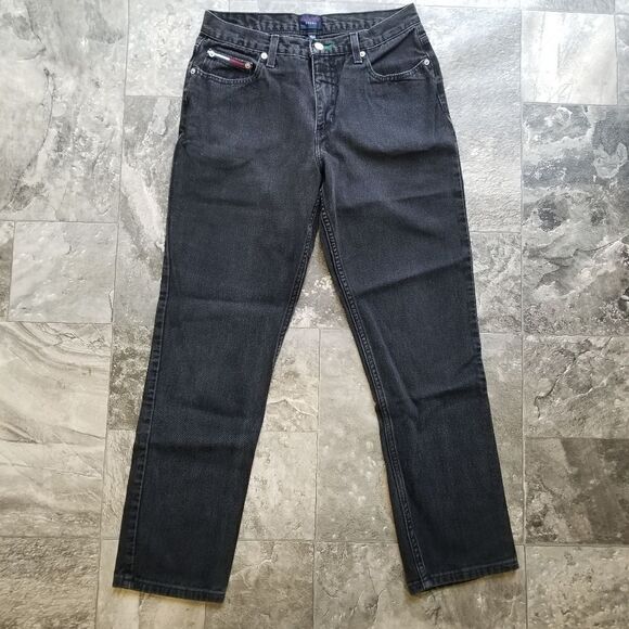 Vintage 90s y2k Black Tommy Hilfiger High Rise Waist Relaxed Fit Mom Jeans 9/30 - Picture 2 of 8